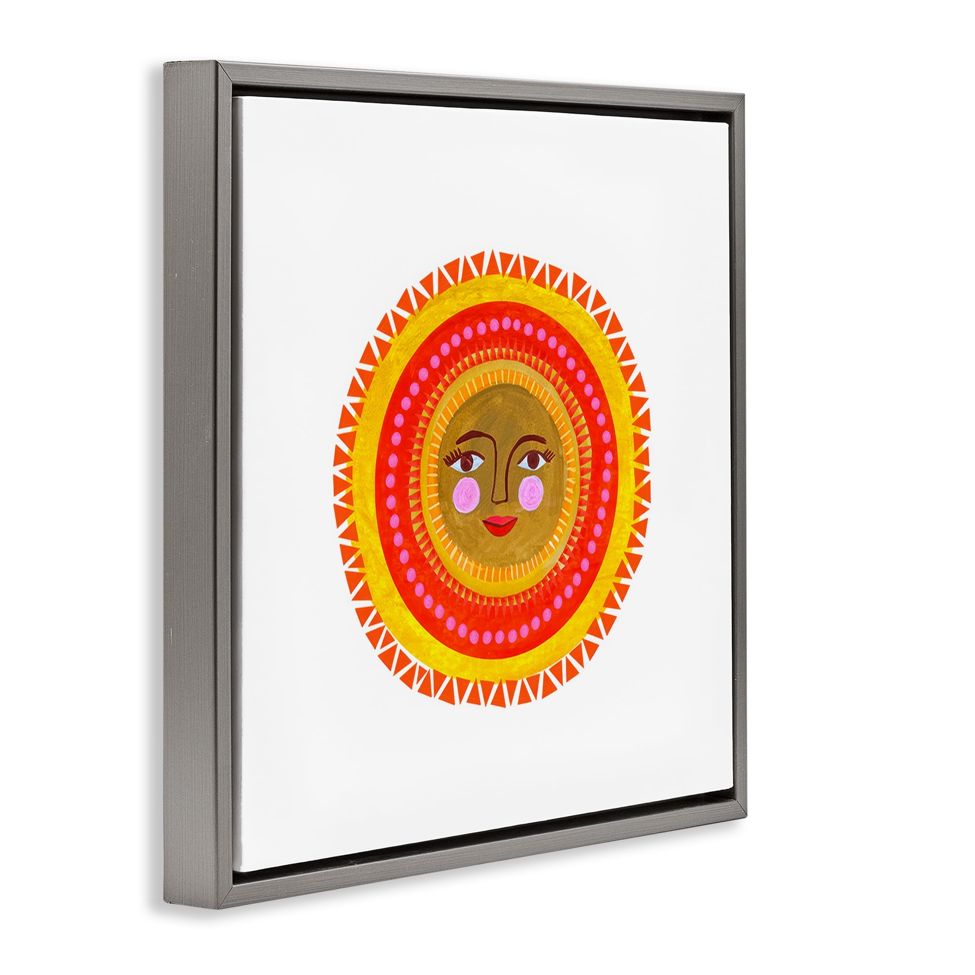 Stupell Industries Bold Bohemian Sun Gray Framed Floater Canvas Wall Art, design by Katherine Herrell Studio