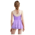 thumbnail image 2 of TTAO Kids Girls Ice Skating Dance Dress Sleeveless Shiny Rhinestone Mesh Patchwork Tiered Ruffled Leotard Light Purple 12, 2 of 5