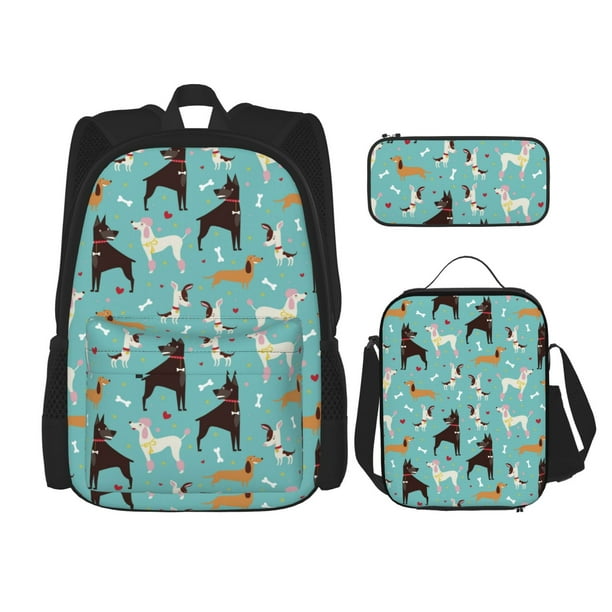 Balery Cute Dog Mochila Escolar 3 en 1 para Niños - Mochila Resistente con Lonchera Térmica y Estuche - Mochila Escolar para Niños y Niñas