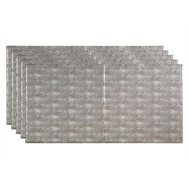 FASÄDE Border Fill Decorative Vinyl 2ft x 4ft Glue Up Ceiling Panel in Crosshatch Silver (5 Pack)
