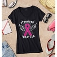 thumbnail image 3 of S4E Women's Stronger Together Breast Cancer Slim Fit V-Neck T-Shirt Large Black, 3 of 4