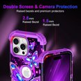 thumbnail image 3 of Meshine Phone Case for iPhone 16 Pro,Butterfly Glow in The Dark Three Layer Heavy Duty Shockproof Full Body Protection Hard Plastic Bumper+Soft Silicone Protective Case,Deep Purple, 3 of 8