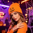 thumbnail image 4 of Jamicy Women's Beanies Hats Fashion Embroidered Pumpkin Knitted Beanie Hat Winter Thick Warm Soft Cute Hat for Winter Fall, 4 of 5