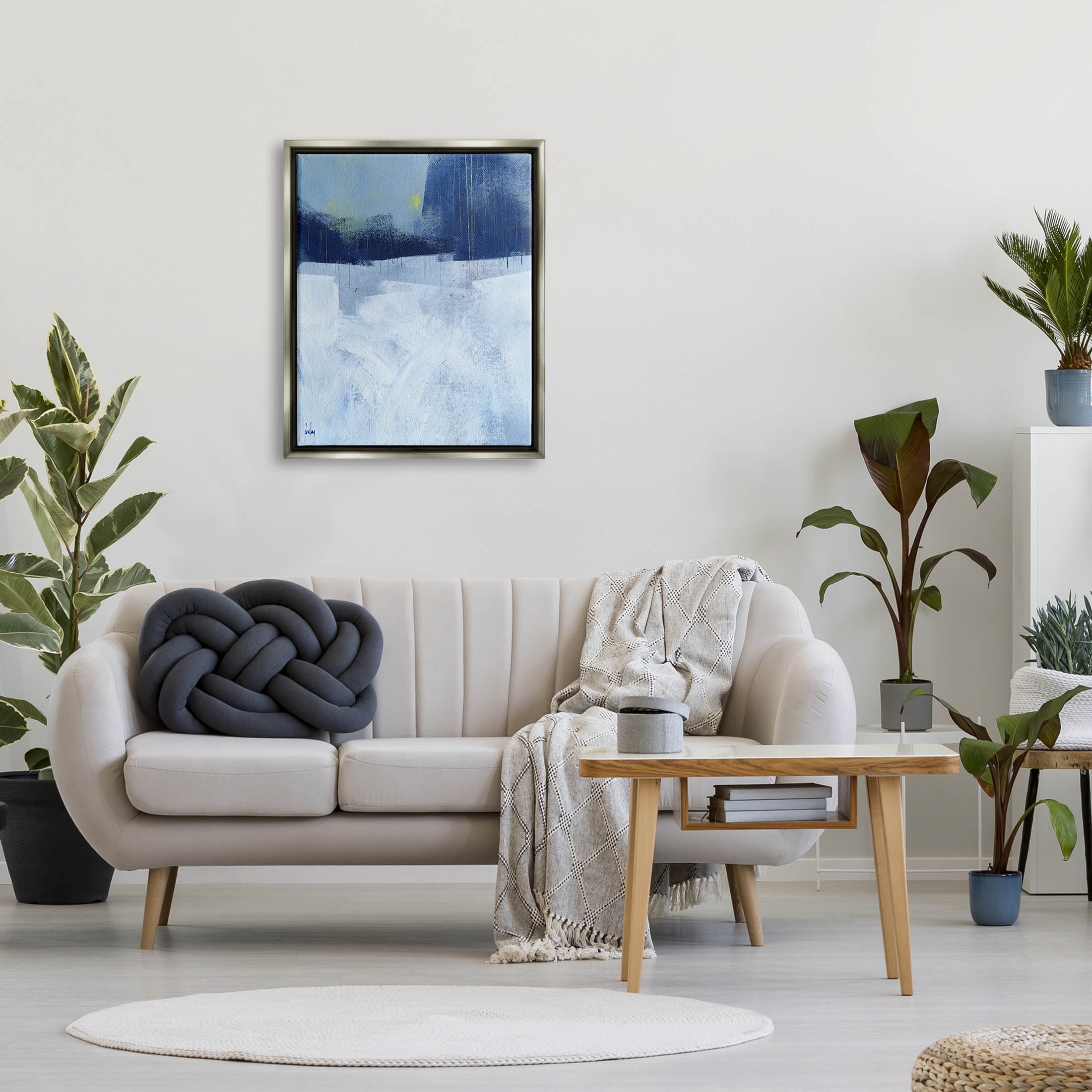 Stupell Industries Abstract Blocked Layered Shapes Painting Luster Gray Floating Framed Canvas Print Wall Art, Design by Paul Bailey