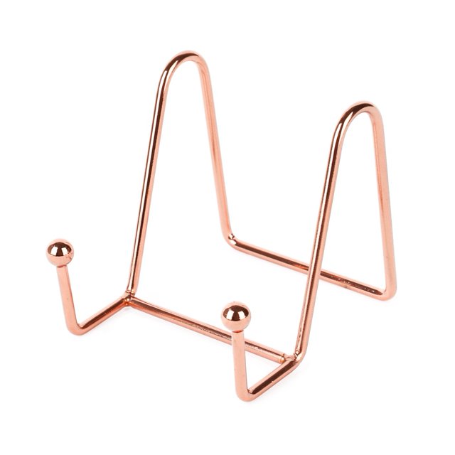 Soporte cuadrado para libros de cocina de 10 cm, chapado en oro, de metal, mini caballete de alambre, soporte pequeño para fotos de mesa, para exhibir marcos de fotos y placas.