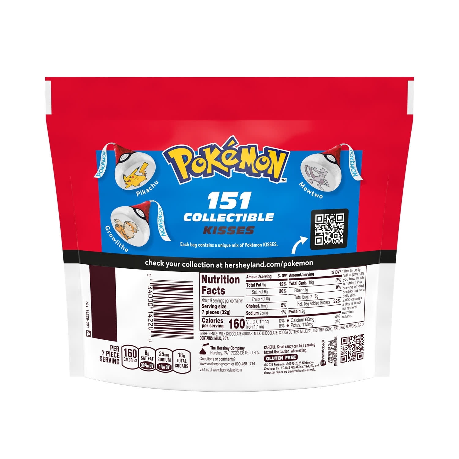 HERSHEY'S KISSES Pokemon Milk Chocolate Candy Share Pack 10.1 oz, Pack of 2 - Gotta Catch Em All - 151 Designs to collect