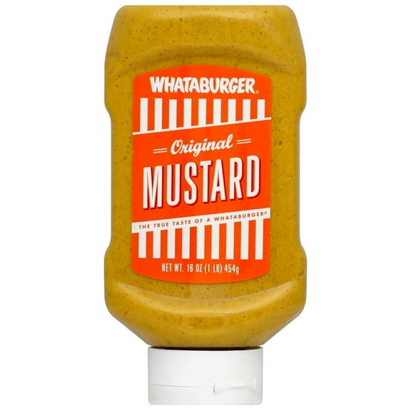 Whataburger Original Mustard, 16 oz pack of 2, Classic Whataburger Mustard, 16oz, Tangy Yellow Mustard, Perfect for Sandwiches & Hot Dogs, 16oz Mustard Pack, Great for Topping