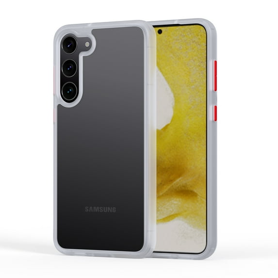 ELEHOLD for Samsung Galaxy S23 6.1" Matte Clear Case, Slim Lightweight Hybrid Shockproof Support Wireless Charging Anti-Scratch Protective Case,White