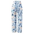 thumbnail image 5 of Durtebeua Women Casual High Waist Jogger Pants Light Weight Loose Casual Wide Leg Trousers Long Pants with Pocket Blue, 5 of 6