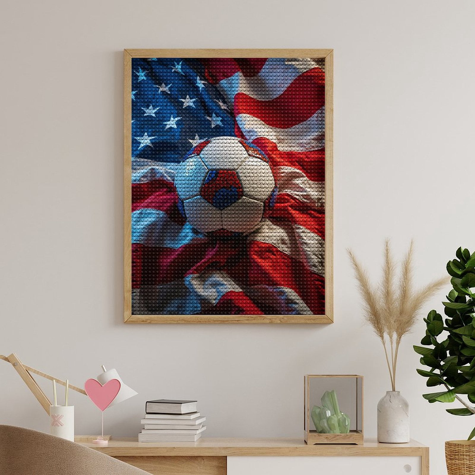 Diamond Art Kits for Adults, Flag Mosaic Soccer Ball 5D Diamond Painting Kits for Adults Beginners, DIY Full Drill Diamond Painting, Gem Art and Crafts 12x16