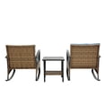 thumbnail image 4 of 3 Pieces Rocking Patio Bistro Set, Outdoor Patio Furniture with Thick Cushions and 2-Tier Coffee Table, Segmart Oversize Rattan Conversation Set for Garden, Balcony, Backyard, Poolside, 4 of 8