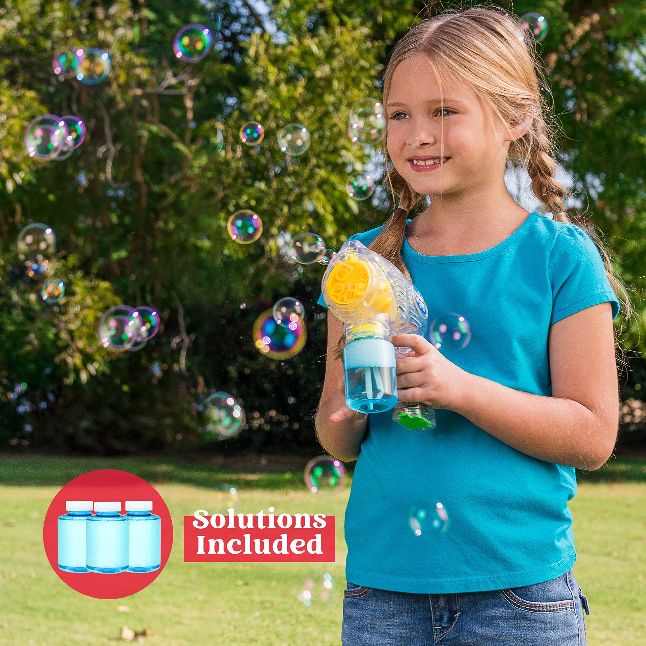 Syncfun 3 Pcs Bubble Gun for Kids, Bubble Blaster Toys with Bubble Solution for Kids, Easter Summer Outdoor Game Party Favor