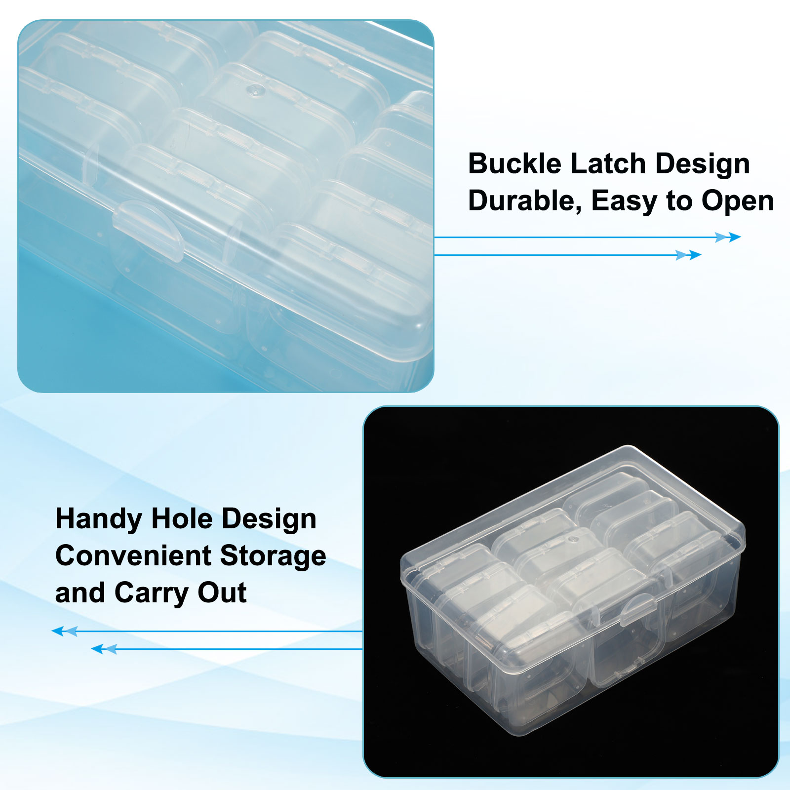 2 Pcs 7x4.3x2.8 Inch Nail Charm Organizer Craft Storage Box Tools Transparent