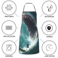 thumbnail image 6 of Pofeuu Surfing Shark Print Aprons with Pockets, Cute Aprons for Kitchen, Cooking, Server, Barber, Chef Apron, 6 of 7