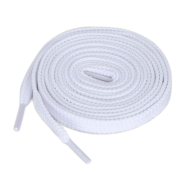 Cordones KURISET, planos, tejido fino, 2 pares, 76 cm, poliéster blanco