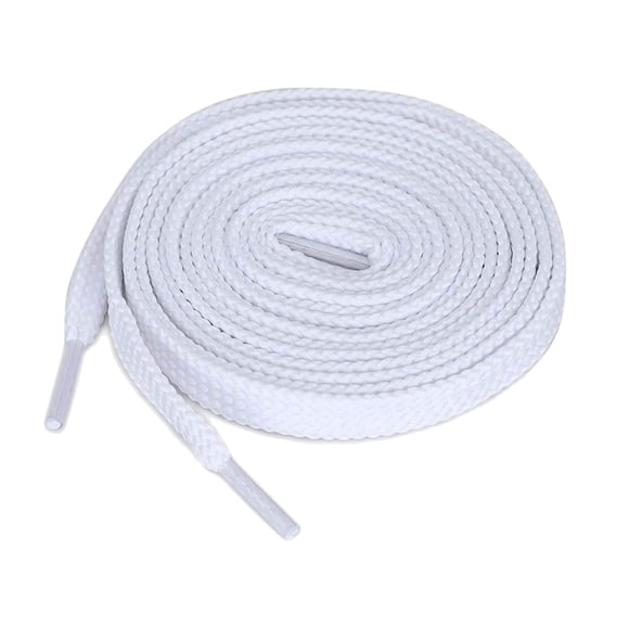 Cordones KURISET, planos, tejido fino, 2 pares, 76 cm, poliéster blanco
