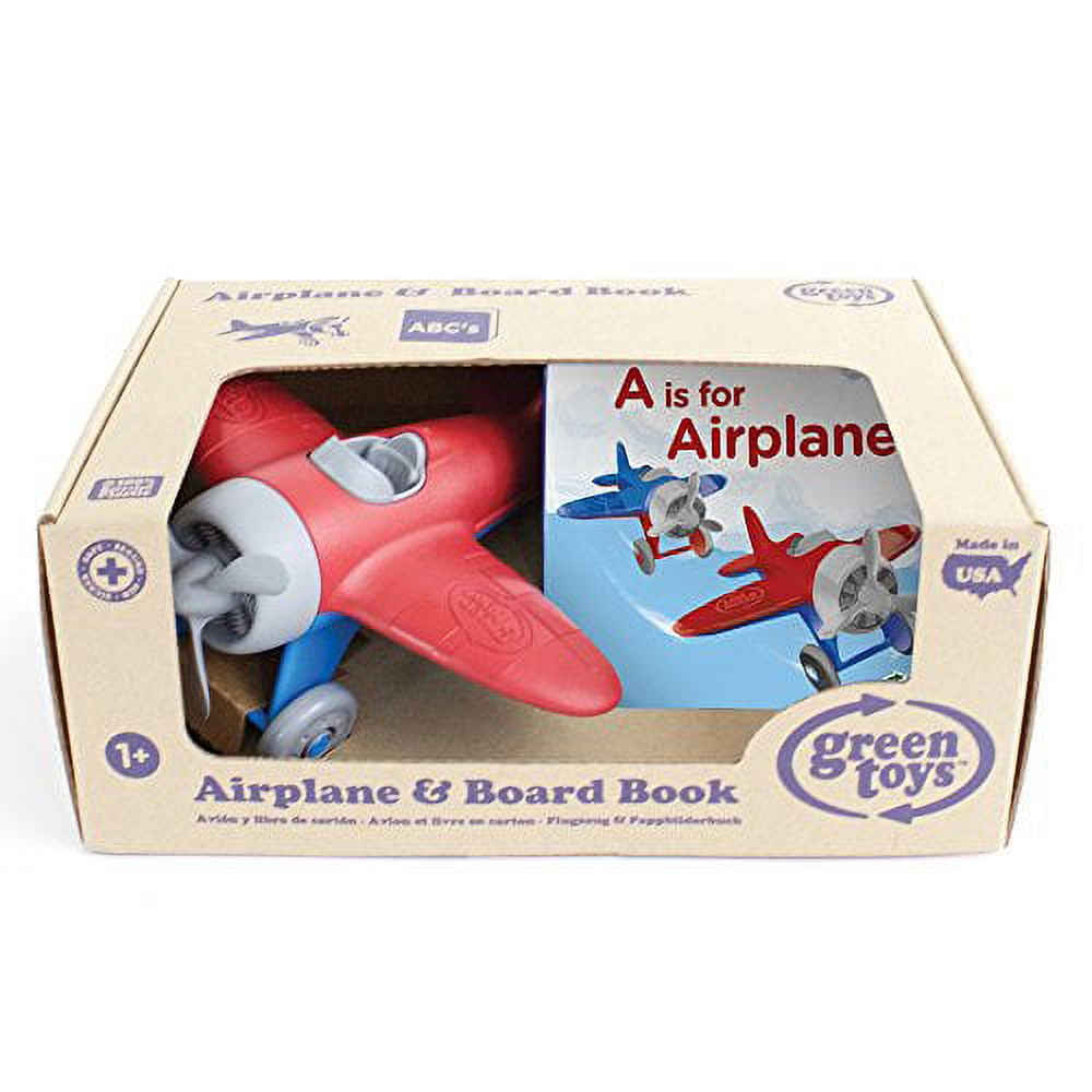 Green toys airplane and board on sale book