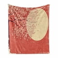 thumbnail image 1 of Spring Soft Flannel Fleece Blanket, Cherry Blossom Sakura Tree Branches on Moon Japanese Style Illustration, Cozy Plush for Indoor and Outdoor Use, 60" x 80", Coral Pale Yellow Plum, by Ambesonne, 1 of 6