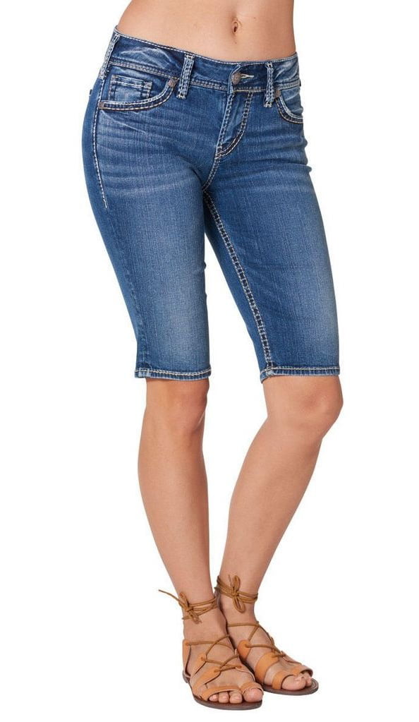 Silver Jeans Denim Shorts Womens Suki Bermuda Dark L53918SAI314 ...