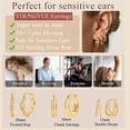 thumbnail image 6 of YEUOYEA 3 Pairs Small Huggie Hoop Earrings Set for Women, Hypoallergenic 14K Gold Plated S925 Sterling Silver Post, Jewelry Gift, 6 of 6