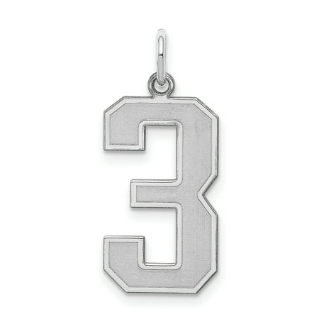 9mm Laser Etched Italian Charm - 925 Sterling Silver Large Number 3 Pendant Charm Necklace Sport Laser Etched Gifts For Women For Her