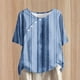 thumbnail image 2 of Tops de Lino para Mujeres Imprimir Suéter Cuello Redondo Manga Corta Superior Poliéster, Blusa de Moda Casual para la Primavera Y el Verano, 2 of 6