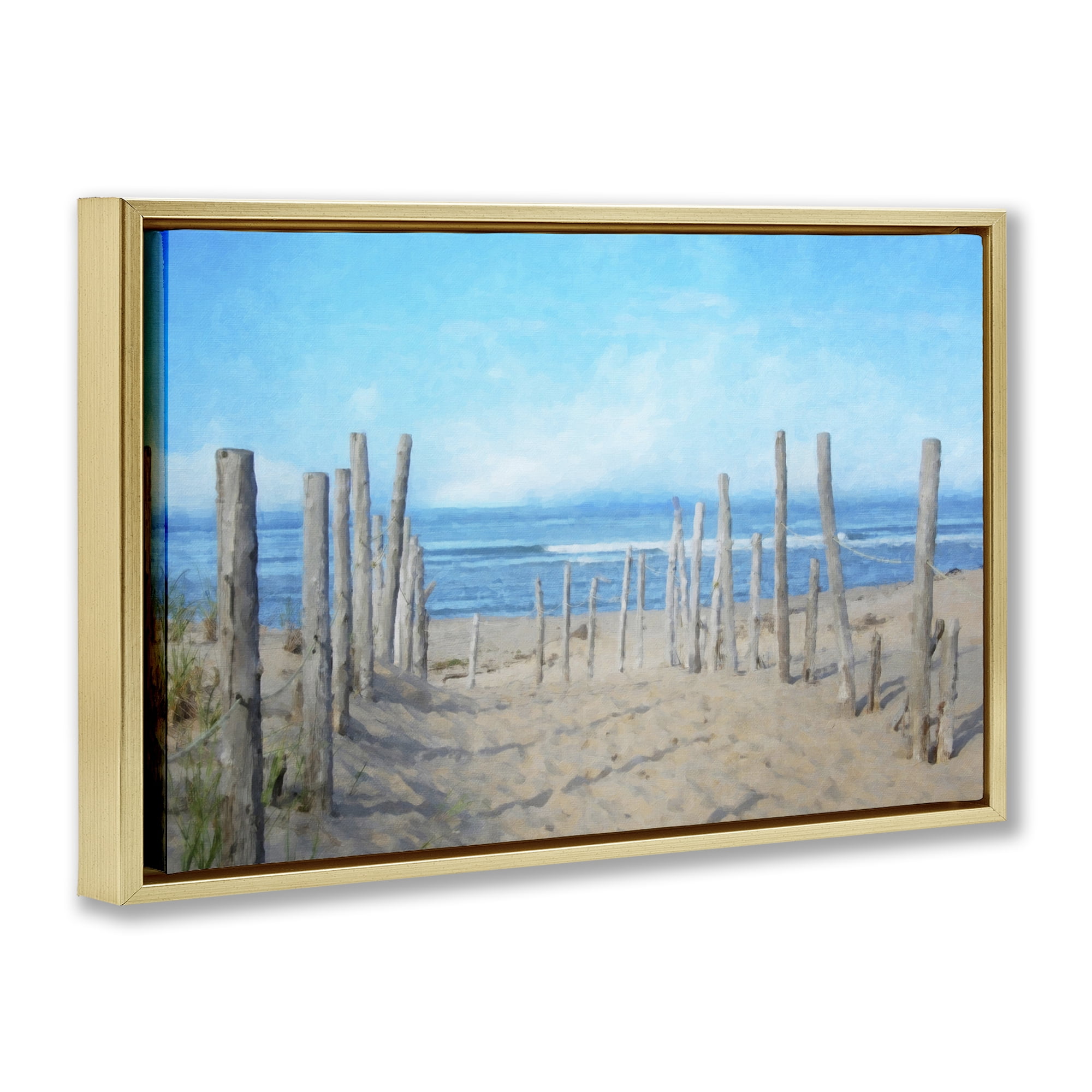 Stupell Industries National Seashore Vista Gold Framed Floater Canvas Wall Art, design by Grotto Studios
