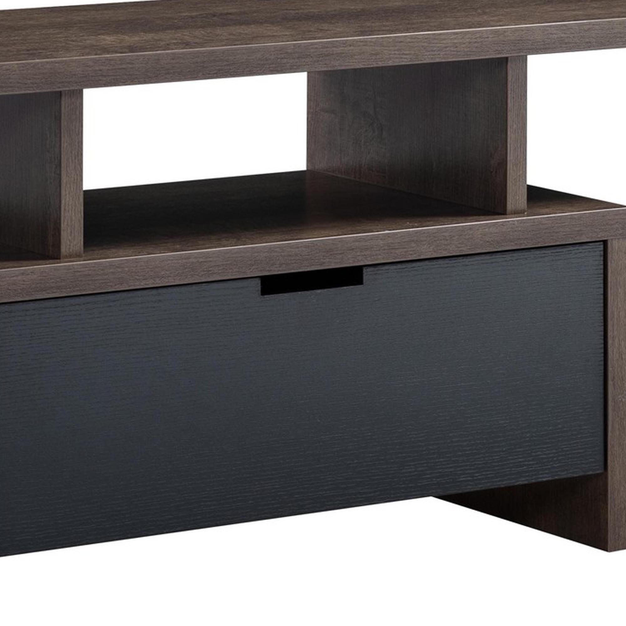 Elle 60 Inch TV Media Entertainment Console, 3 Compartments, Drawer, Walnut - image 4 of 5