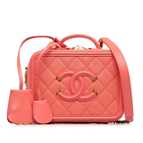 Pre-Owned CHANEL Matelasse Coco Mark CC Figurine Handbag/Shoulder Bag, 2-Way, Pink Caviar Skin,...