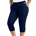 thumbnail image 5 of RYRJJ Capri Pants for Women Casual Pull On Strech Yoga Capris Work Jeggings Plus Size Workout Athletic Cropped Pants with Pockets(Navy,XXXL), 5 of 8
