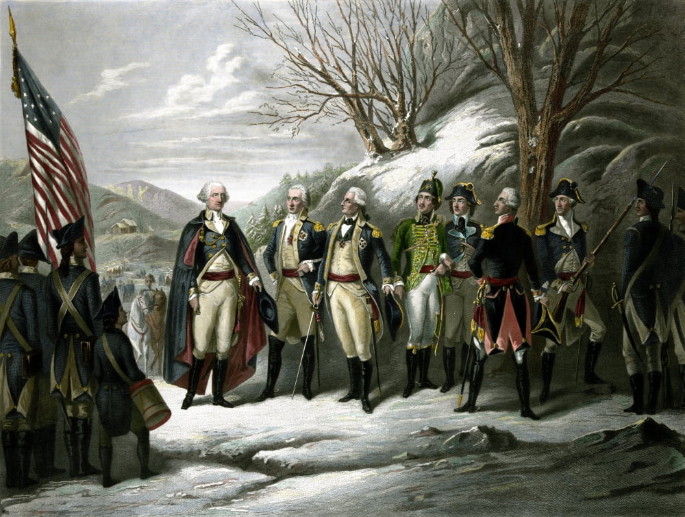 Digitally restored picture of General Washington and his military commanders during The