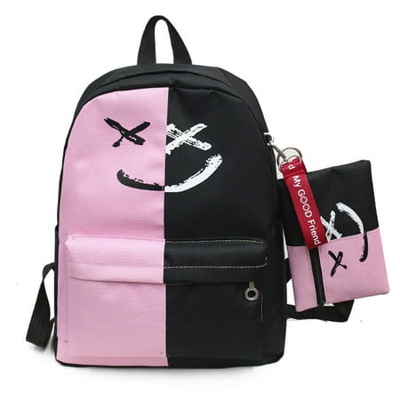2pcs Women S Smile Shoulder Bookbags School Travel Backpack Small Bag