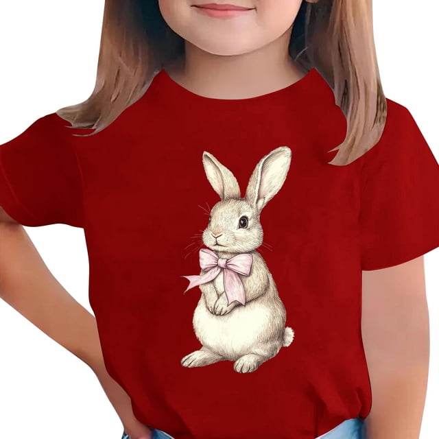 Wo-Fusoul T-Shirt de Pâques pour Enfants, Haut Décontracté à Manches Courtes et Col Rond, T-Shirt Graphique Imprimé pour Garçons et Filles de 3 à 15 Ans, Chandail Polyvalent pour le Printemps et l'Été