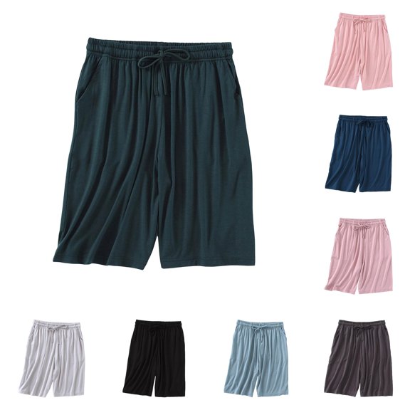 Rggeeun Women'S Shorts Summer Elastic Waist with Adjustable Tie Ice Silk Loose Fit Breathable Wide Leg Drape Solid Color Side Pockets for Party Night Leisure Bottoms,Green,Xxl