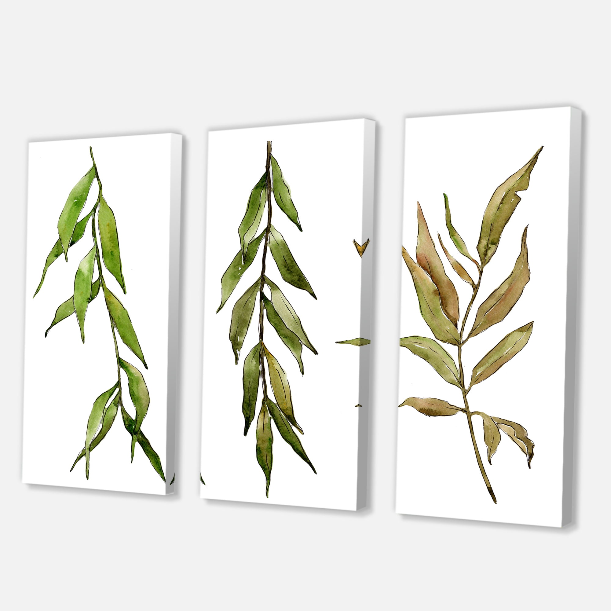 Three Willow Branches On White 28 in x 36 in Painting Canvas Art Print, by Designart