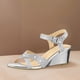 thumbnail image 4 of Sandalias de cuña Mujer Correa en el tobillo Zapatos casuales bajos y cómodos con punta abierta (40) Plata, 4 of 7