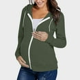thumbnail image 2 of Riecok Maternity Zip up Hoodie Long Sleeve Drawstring Sweatshirts Solid Pregnant Nursing Tops Casual Loose Clothes, 2 of 8