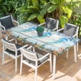 thumbnail image 2 of Jellyfish Coastal Table Cloths for 3 Foot Rectangle Tables, Summer Nautical Starfish Coral Grey Wooden Patio Waterproof Elastic Fitted Tablecloths, Washable Rectangular Table Cover for Camping, 2 of 8