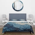 thumbnail image 3 of Designart "Modern Coastal Waves in Blue and White III" Coastal Minimalism Bedding Covert Set - Landscapes Blue Coastal Bed Set With 2 Shams, 3 of 5