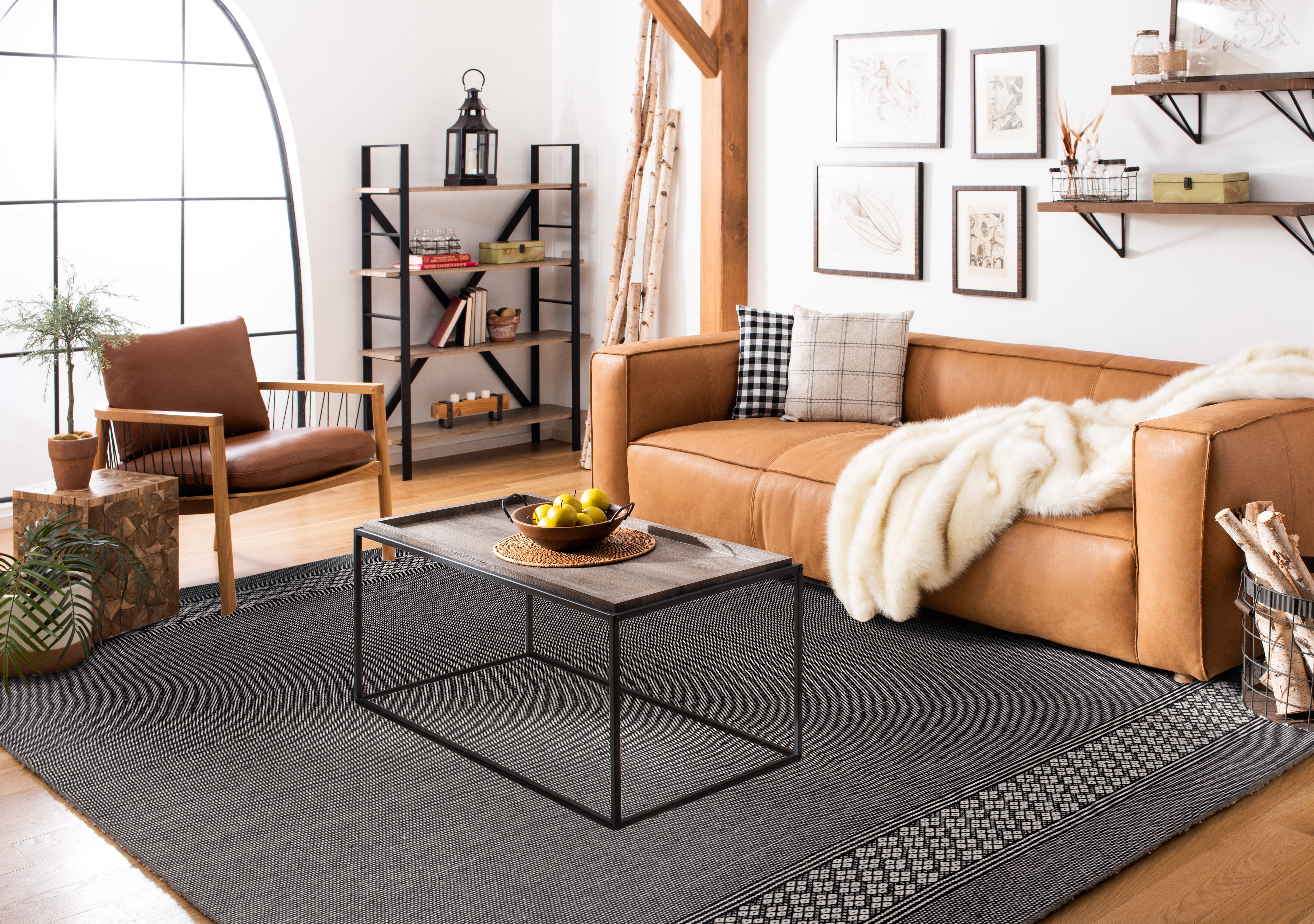 SAFAVIEH Montauk Topher Solid Cotton Area Rug, Black/Ivory, 8' x 10'