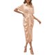 thumbnail image 1 of Vestido de mujer Vestido camisero de mujer Vestido elegante con cinturón de cintura alta drapeado con botones de manga corta 1 1, 1 of 5