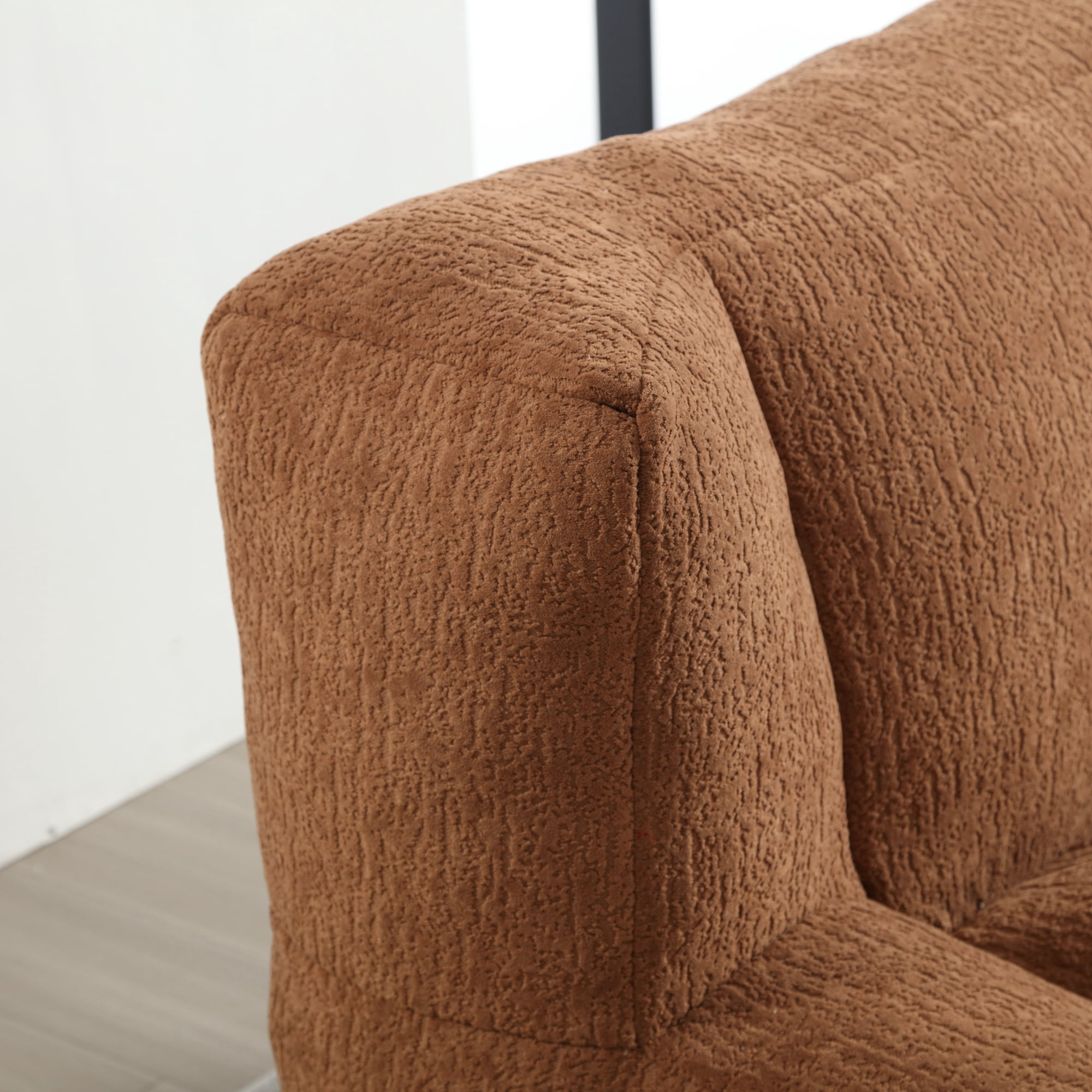 Accent Chair with Ottoman Set,Modern Velvet Bean Bag Chair for Adults and Childs,Upholstered Lazy Sofa Chair Armchair for Living room, Bedroom, Apartment,Brown