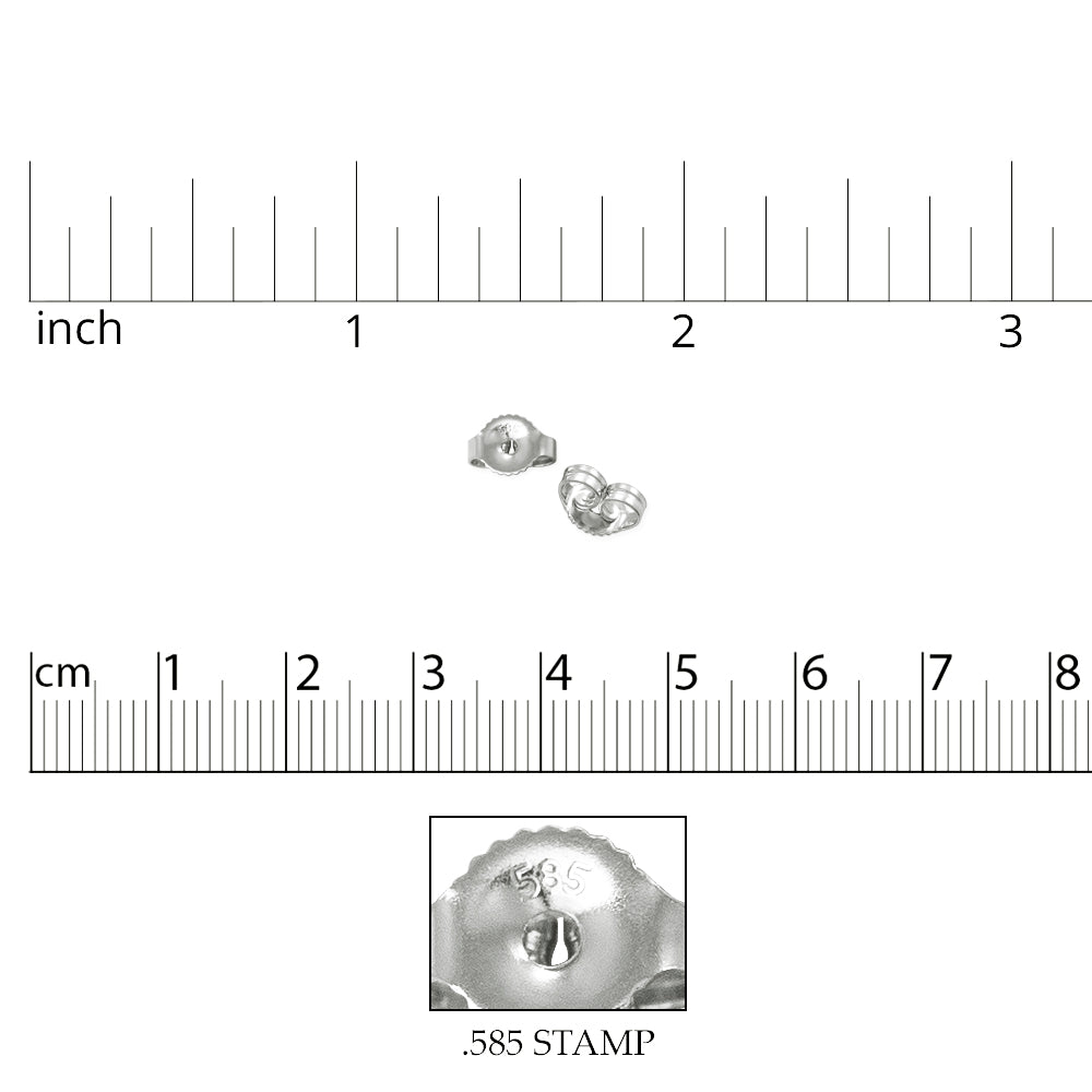 Replacement Earring Back Medium Weight Solid 14k White Gold (1 Pair of 14KT Gold Earring Backs)