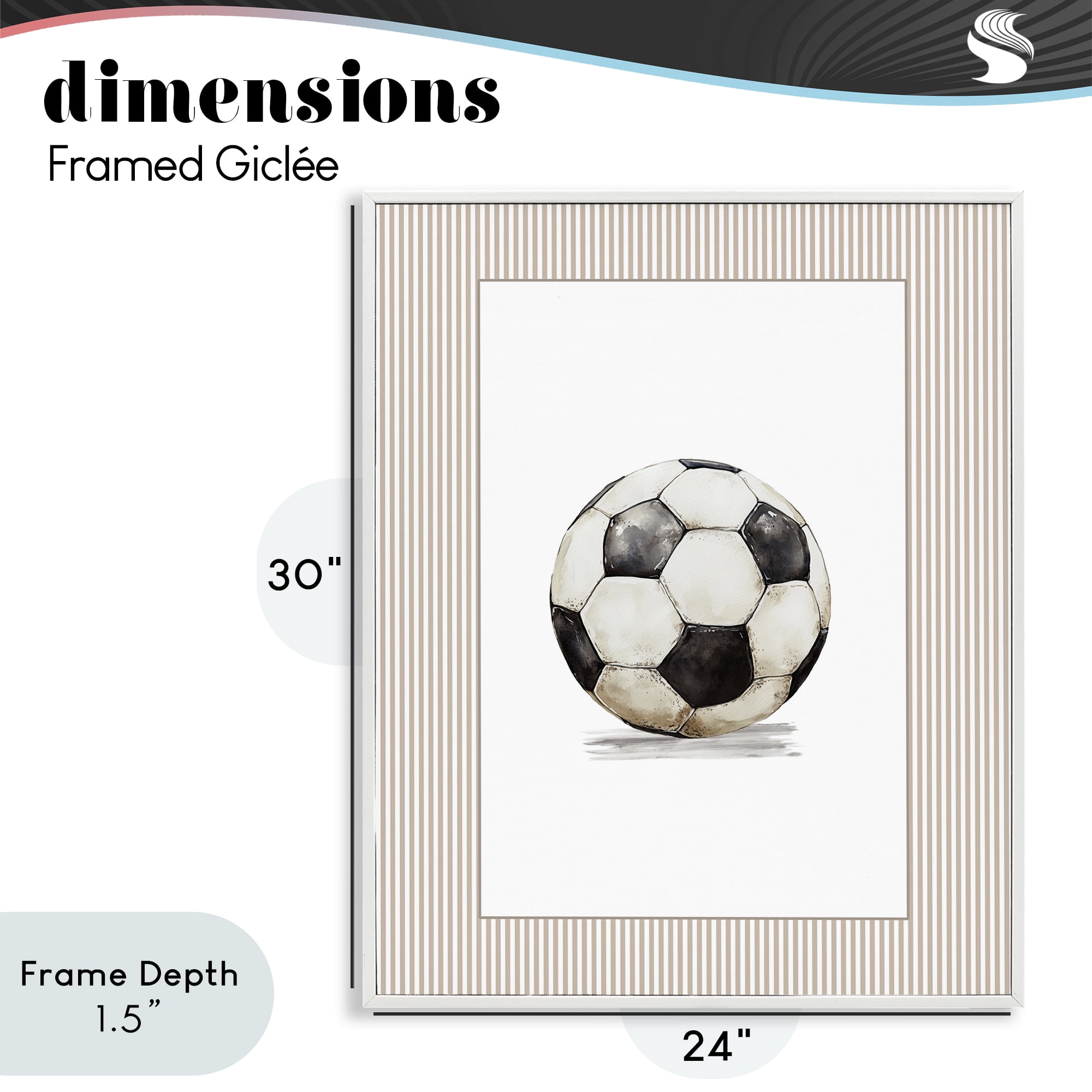 Stupell Industries Vintage Sports Soccer Ball White Framed Giclee Art, design by Christine Simpson Art