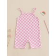 thumbnail image 5 of BemeyourBBs Baby Girl Summer Jumpsuit Sleeveless Checkered Print Romper Shorts, 5 of 9