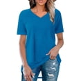 thumbnail image 2 of Raeneomay Oversized T Shirts for Women Fashionable Summer Solid V Neck T-Shirt Short Sleeved Casual Tops, 2 of 5