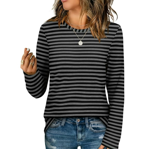 Sevevn Womens Blouses Fashion Women's Casual Long Sleeve Print Ladies Round Neck Tops Blouse Rollbacks