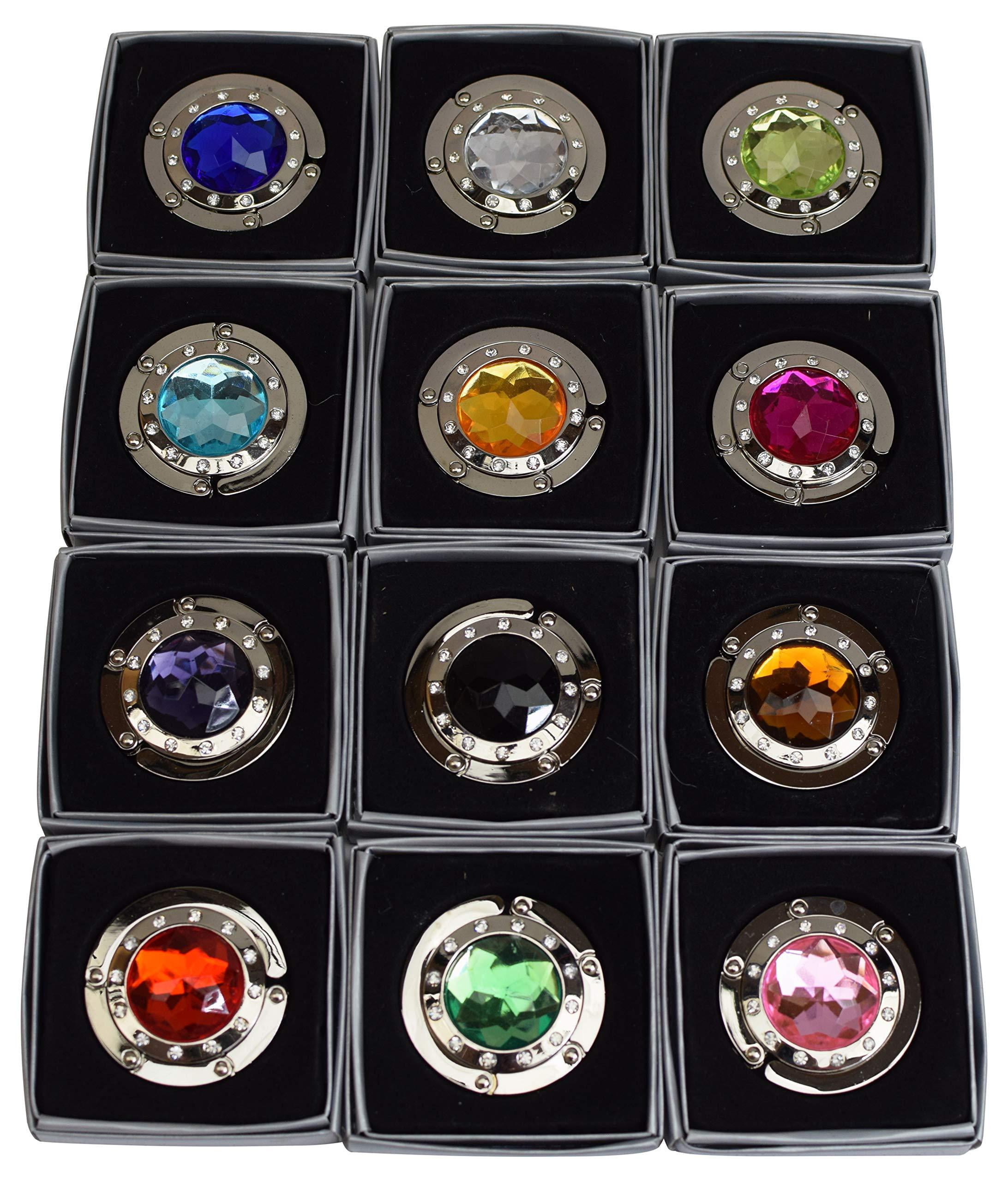 Purse Hooks Set of 12 pcs Colorful Purse Hooks Crystal Diamond Folding