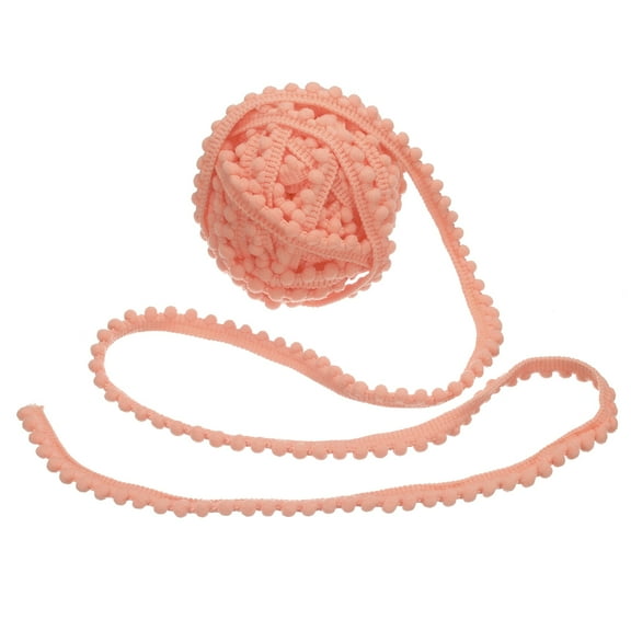 Uxcell 8.5 Yards Pom Pom Trim Ribbon, 0.5" Wide Pink Pom Pom Ball Fringe Trim Ribbon for DIY Crafts Curtain Clothes Pillow Home Decoration