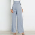 thumbnail image 5 of RYRJJ Straight Wide Leg Long Trousers with Tie Belt for Women Pleated Front High Waisted Business Work Pants Elegant Dress Trousers(Sky Blue,L), 5 of 7